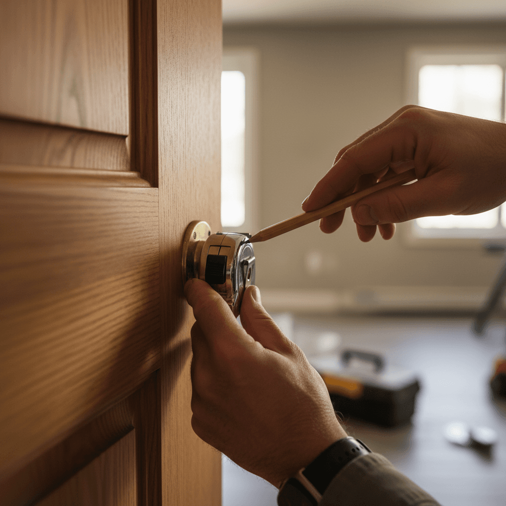 Handyman measuring wooden trim during residential project in Panama City