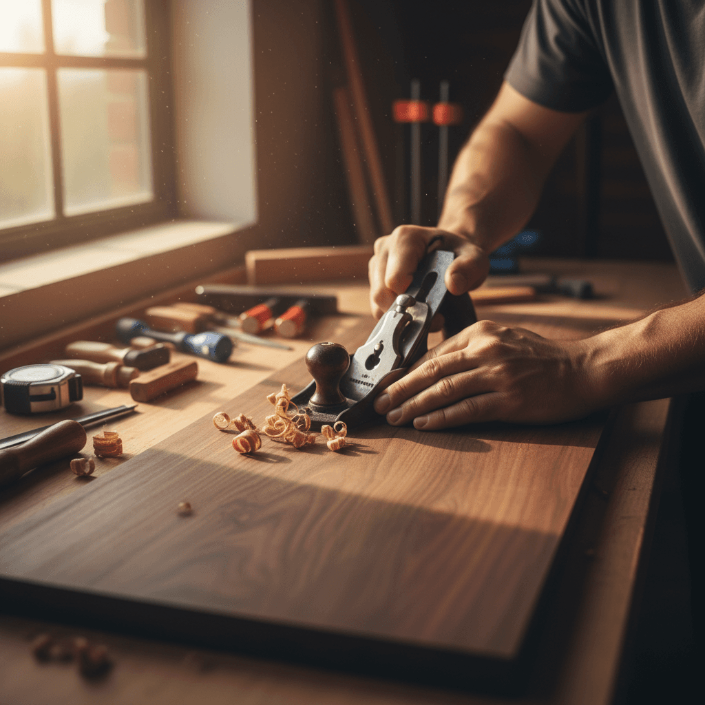 Freshly painted interior wall with new baseboards and trim work